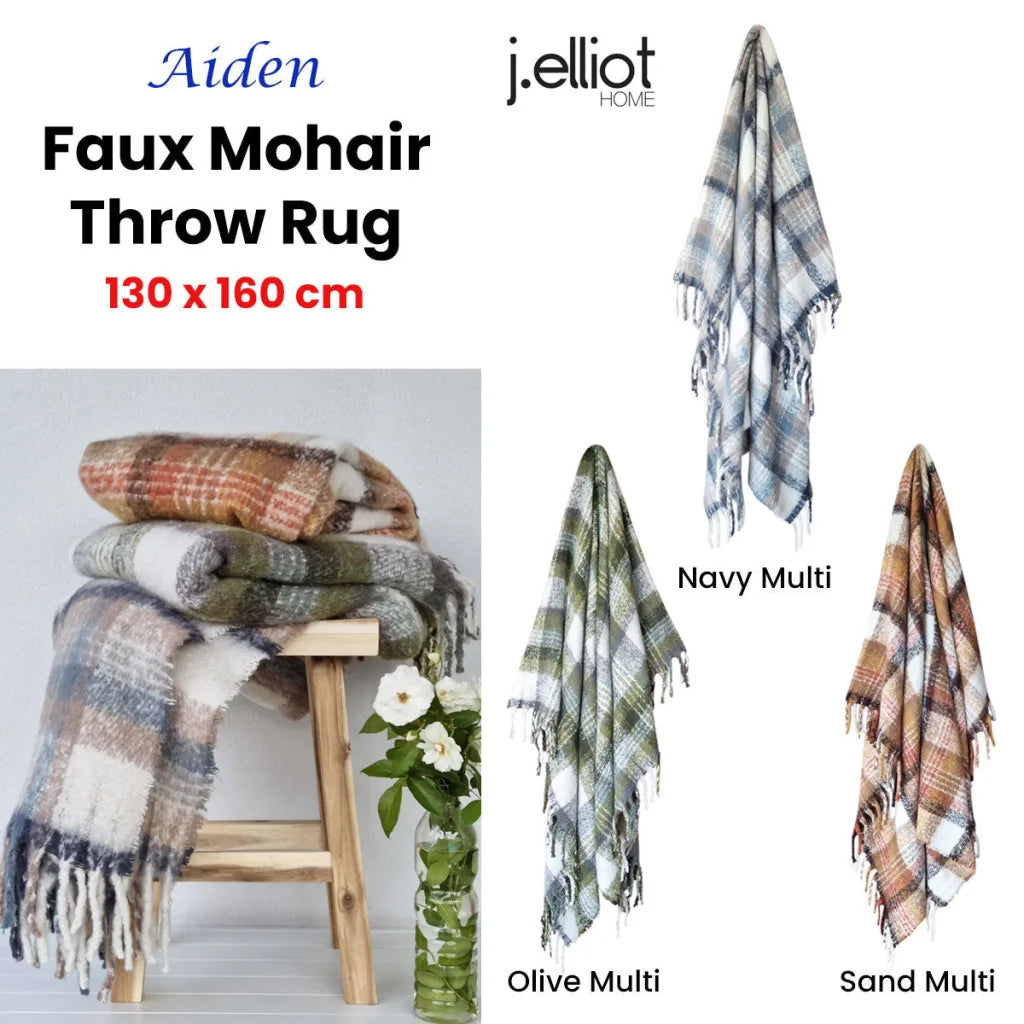 Faux Mohair Throw Rug J Elliot Home Sand Multi with Fringe