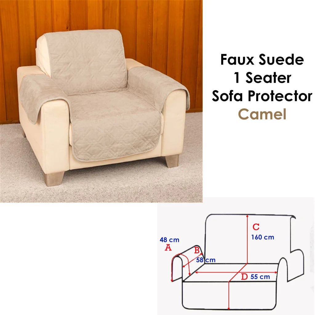 Faux Suede 1 Seater Sofa Protector Camel - Furniture >