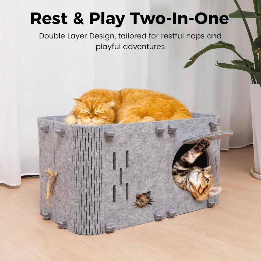 Felt Cat House Detachable Foldable Breathable Pet Bed