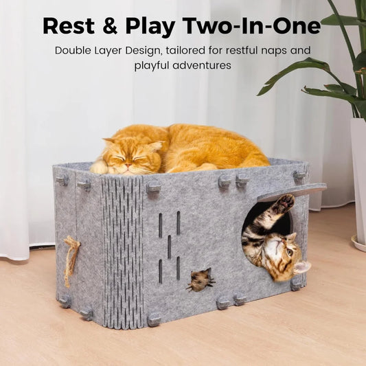 Felt Cat House Detachable Foldable Breathable Pet Bed