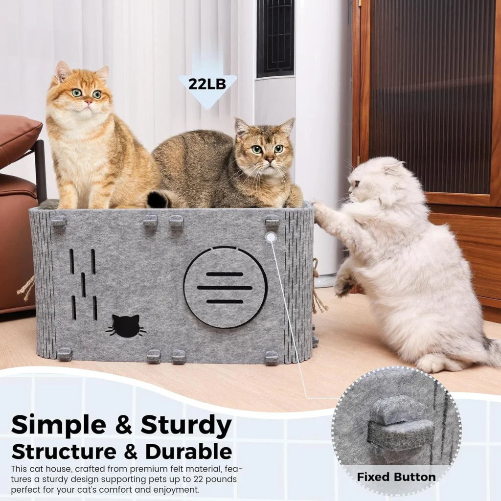 Felt Cat House - Detachable Foldable Breathable Pet Bed