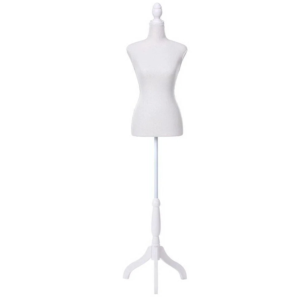 White 170cm female mannequin dressmaker with boxed accessories and matching pieces
