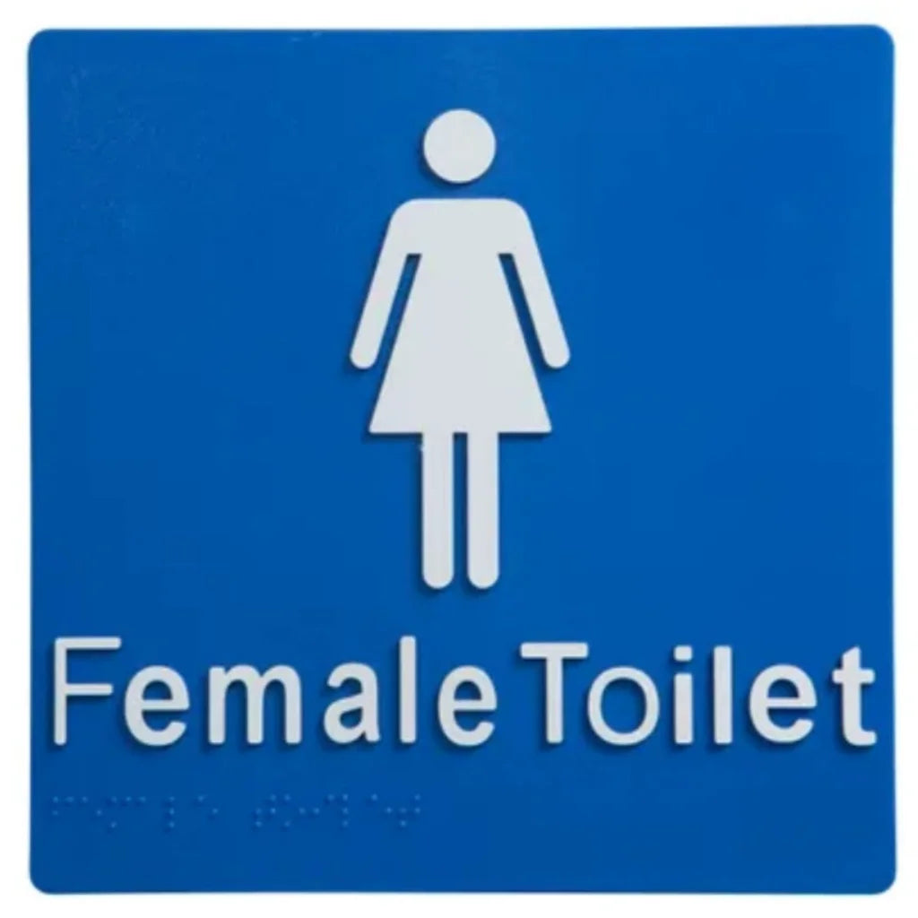 Female Toilet Braille Sign Blue / White - Furniture >