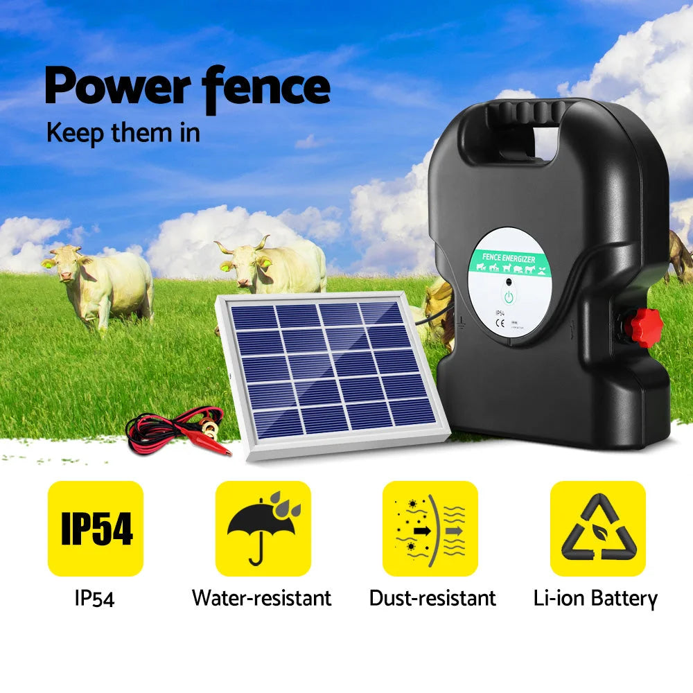 Fence Energiser Solar Powered 20KM 1 2J HomeMyGarden 550