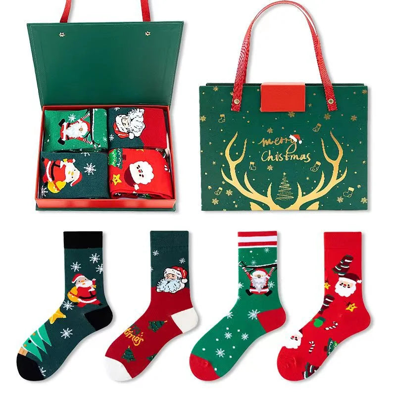 Festive 4-Pair Christmas Sock Gift Box Set - European &