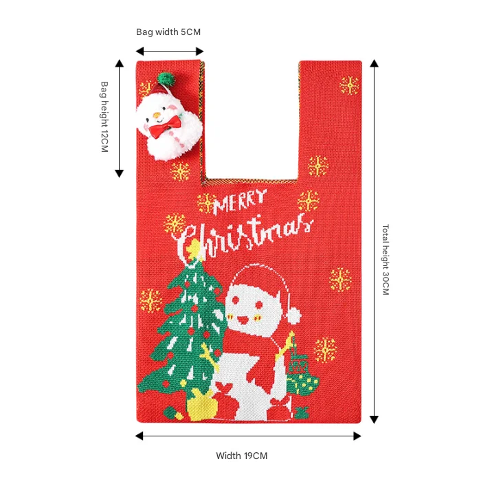 Festive 4-Piece Christmas Gift Bag Set - Adorable Knitted