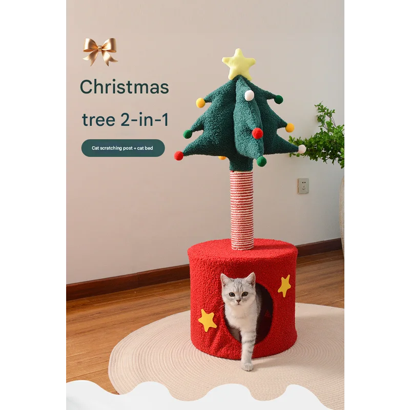 Festive Christmas Tree Cat Scratcher & Condo | 2-in-1 Sisal