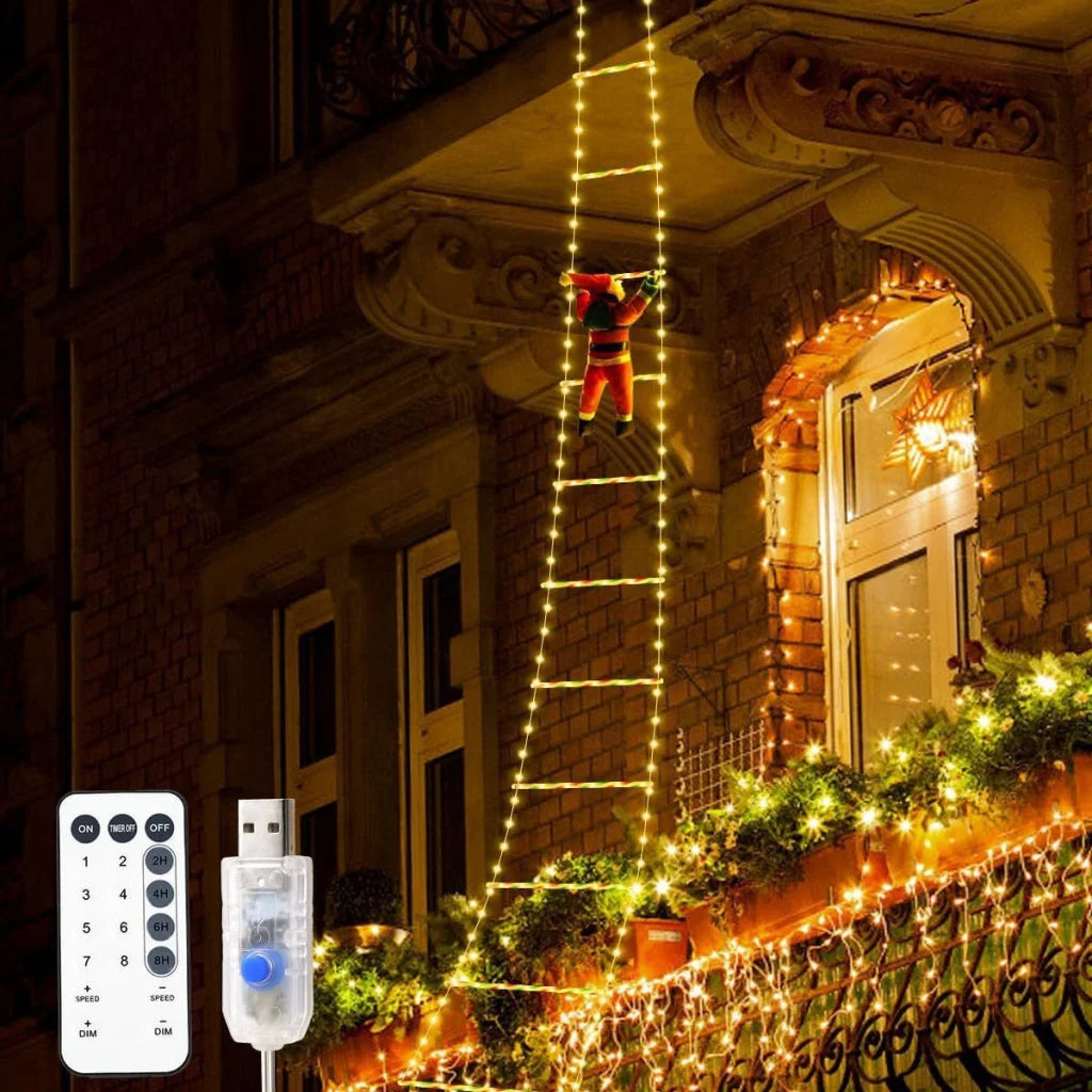 Festive Climbing Santa LED Ladder Light - USB Powered