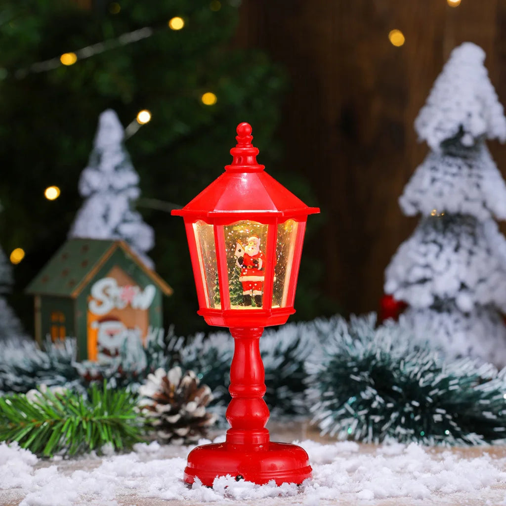 Festive LED Christmas Snow Globe Lantern - Glittering