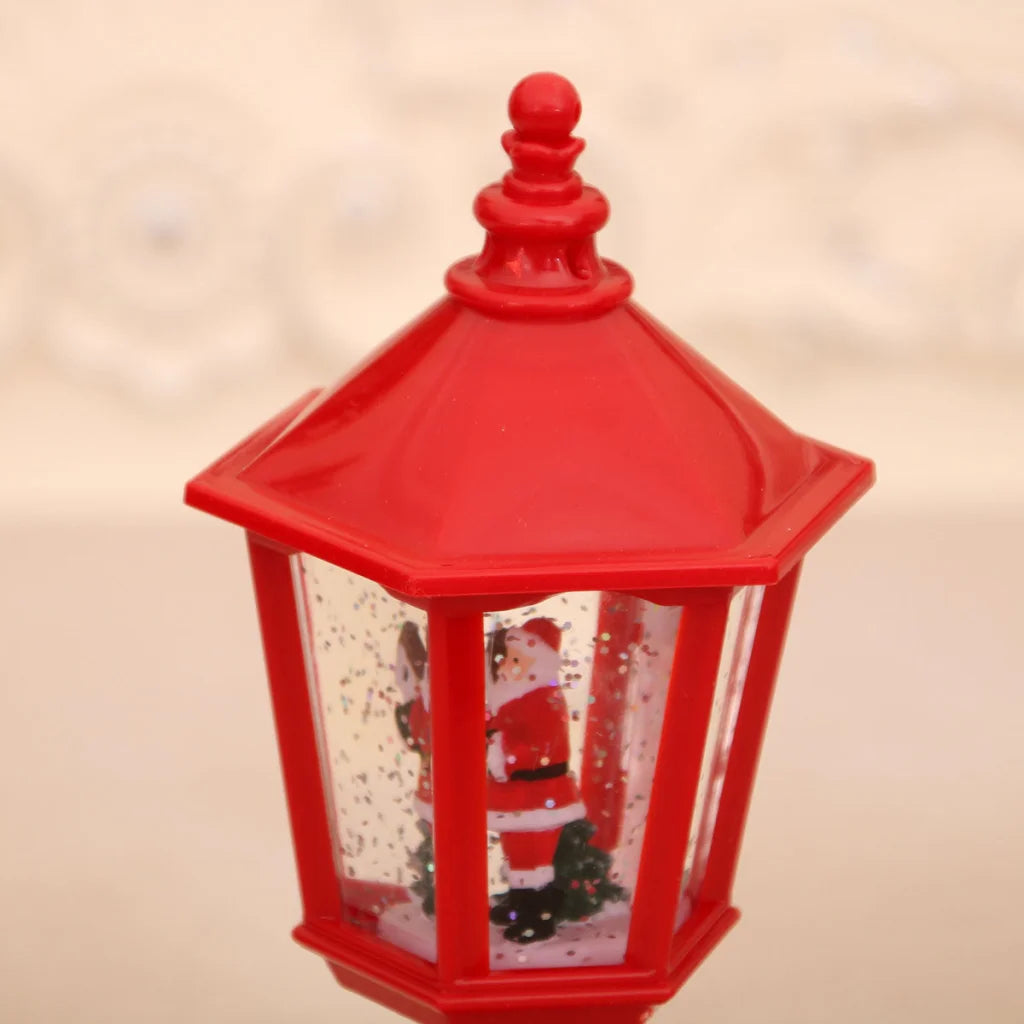 Festive LED Christmas Snow Globe Lantern - Glittering
