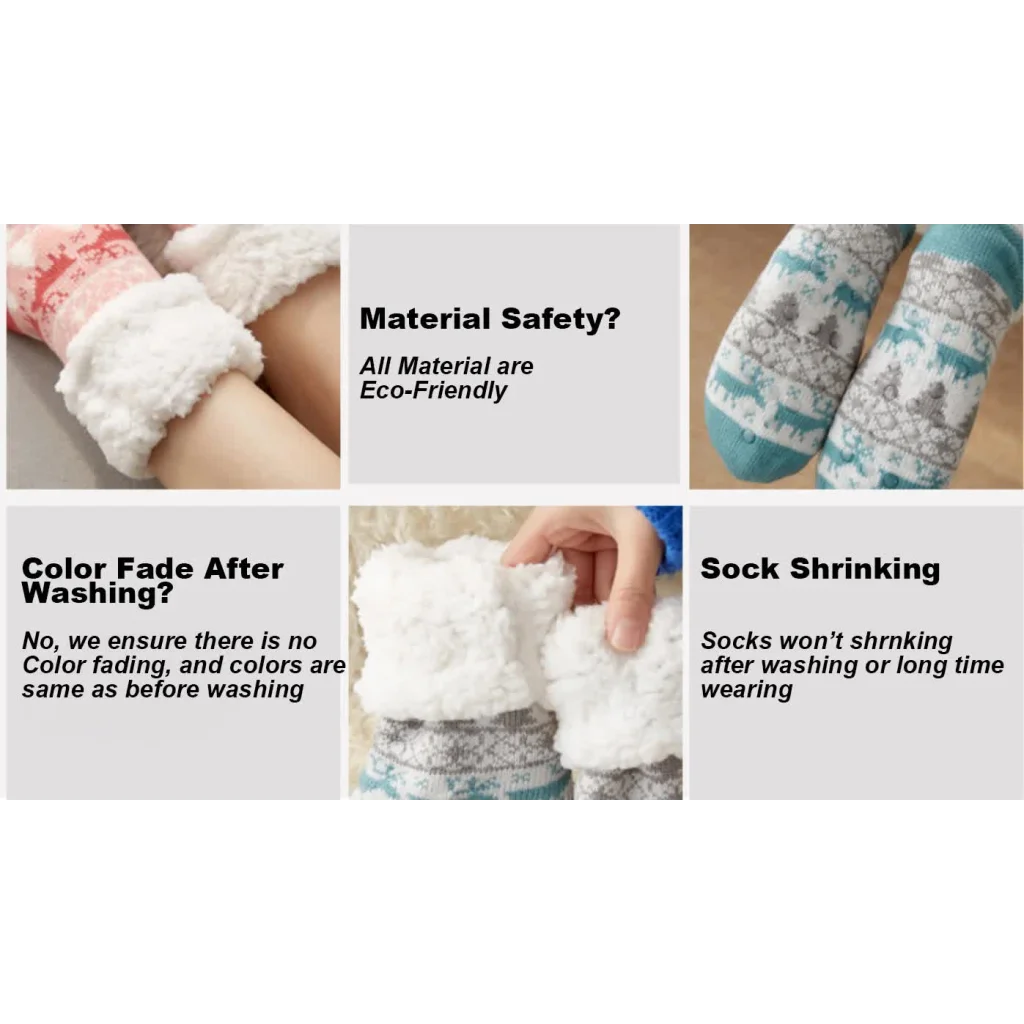 Festive Plush Christmas Socks Warm Winter Slipper Socks