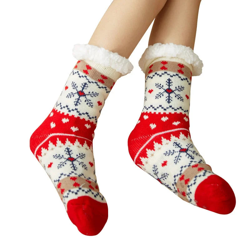 Festive Plush Christmas Socks Warm Winter Slipper Socks
