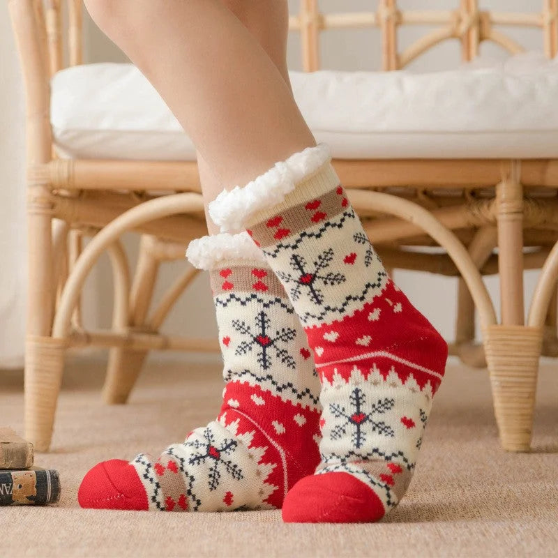 Festive Plush Christmas Socks Warm Winter Slipper Socks