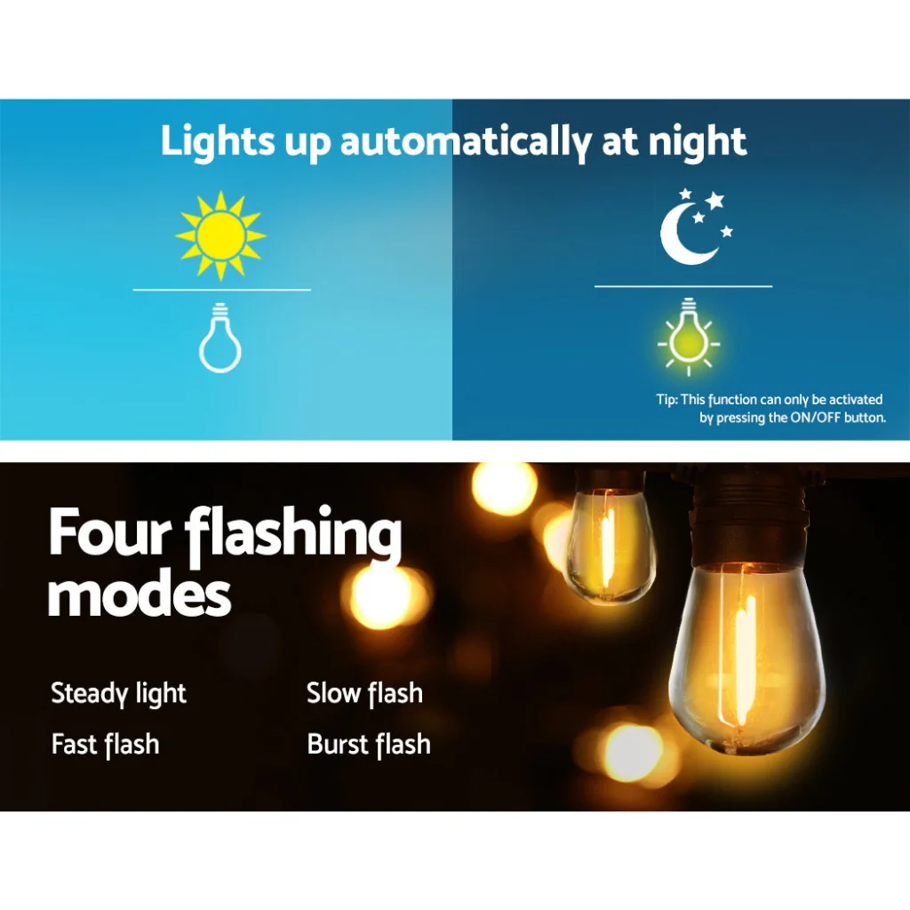 Festoon String Lights 17M Solar Wedding Party Waterproof