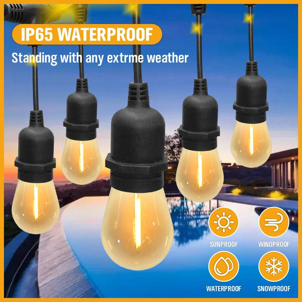 Festoon String Lights Solar Power 15 LED 18.2M Wedding