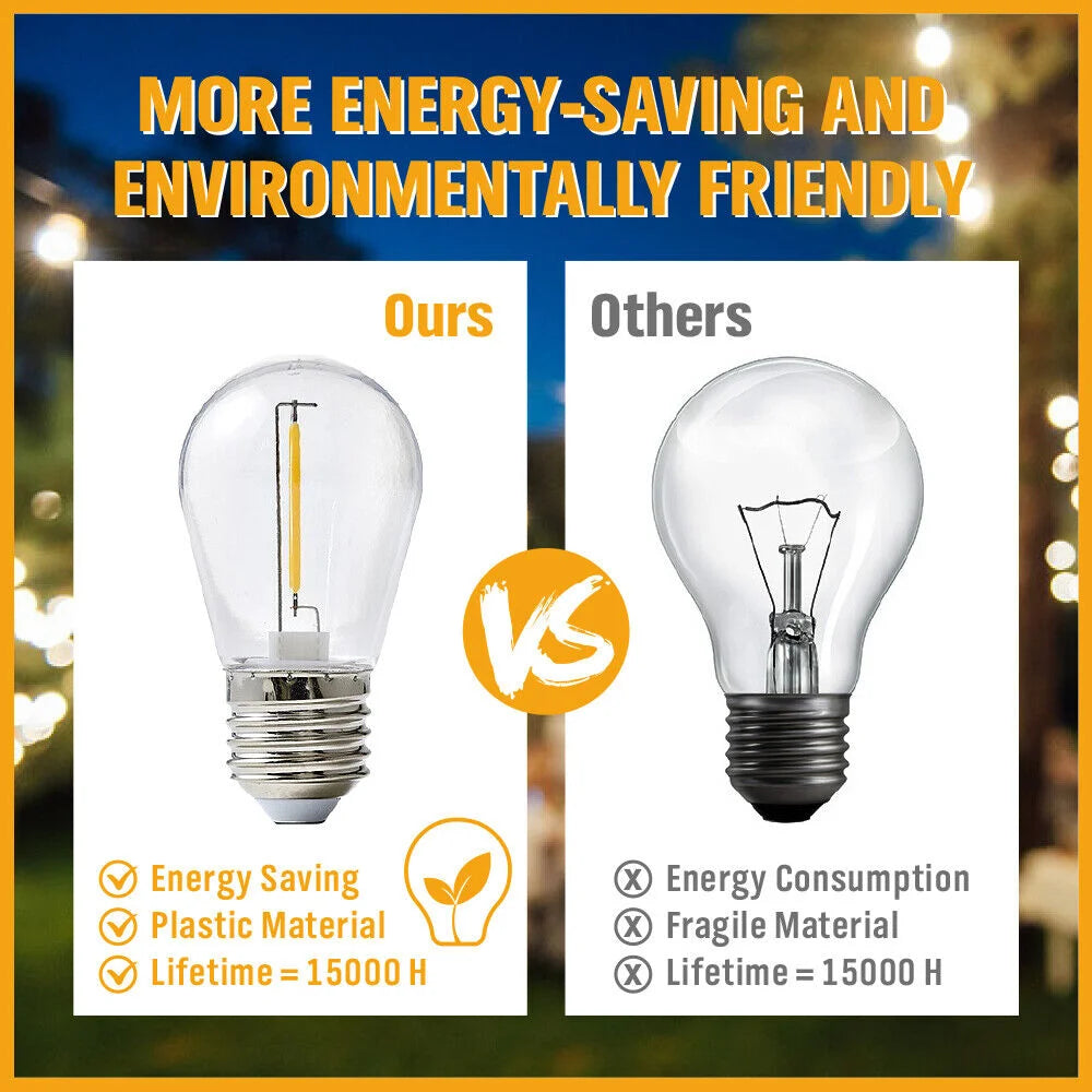 Festoon String Lights Solar Power 15 LED 18.2M Wedding