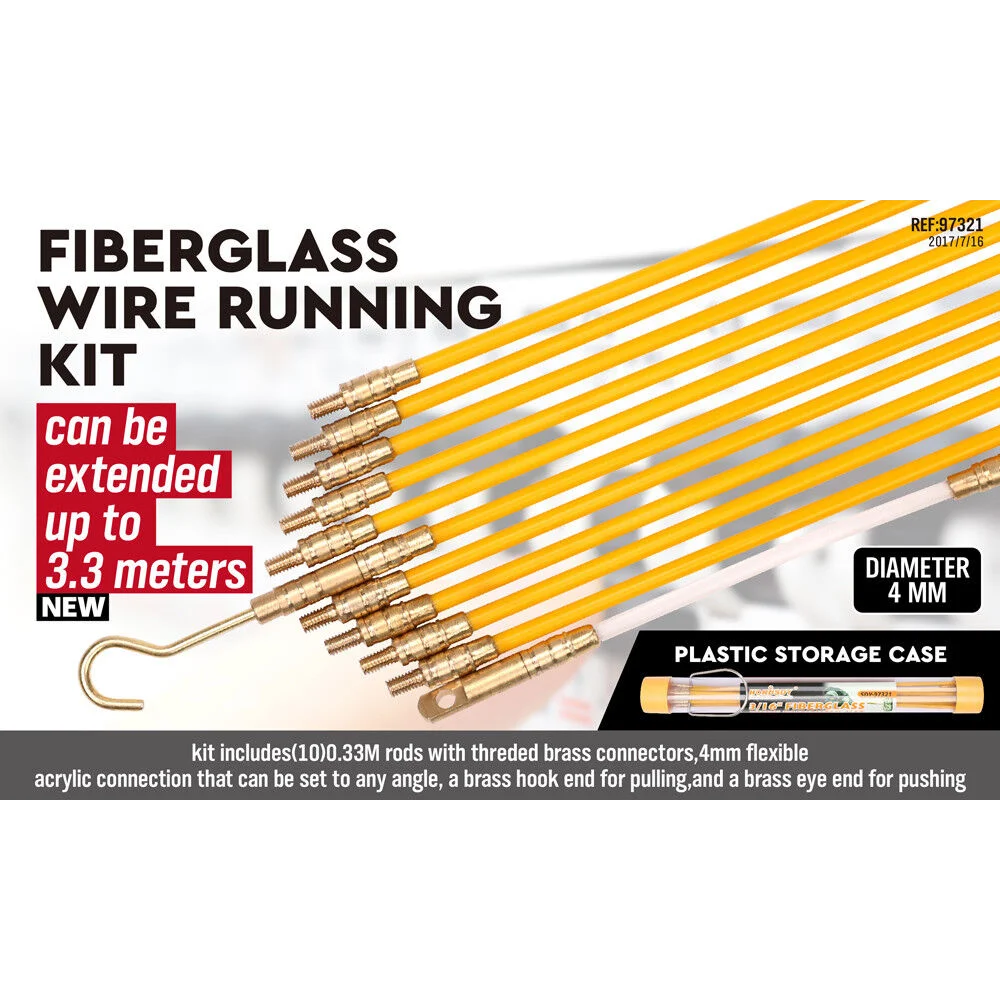 Fibreglass Push Pull Rods 3.3m x 4mm Electricians Cable