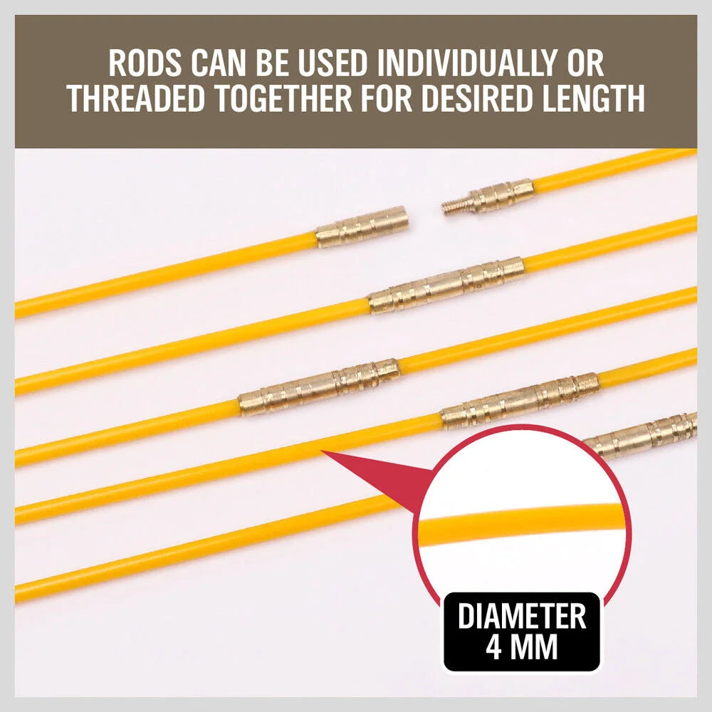 Fibreglass Push Pull Rods 3.3m x 4mm Electricians Cable