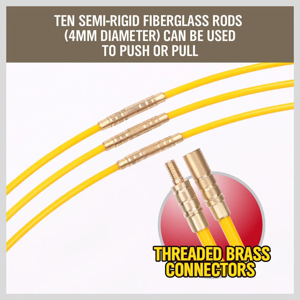 Fibreglass Push Pull Rods 3.3m x 4mm Electricians Cable