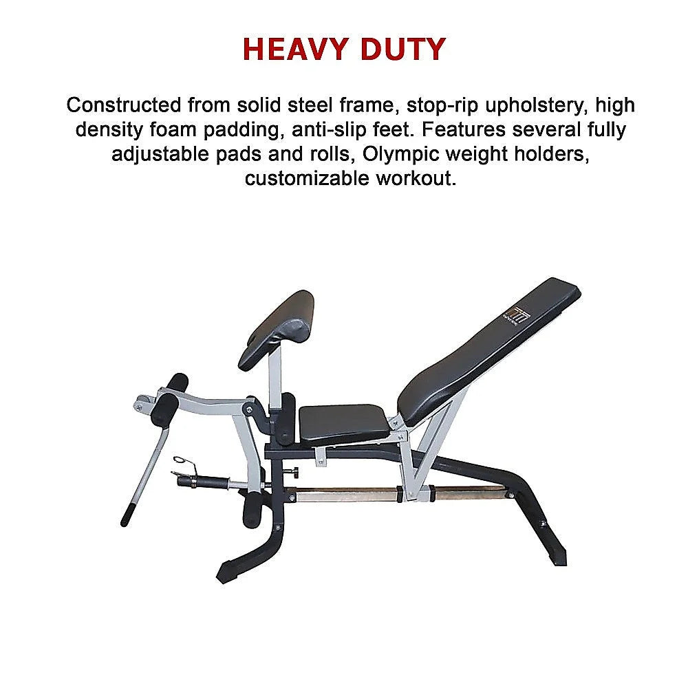 FID Flat Incline Decline Bench Press with Leg Extension