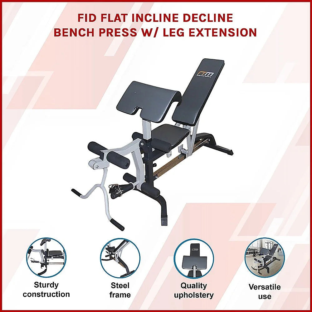 FID Flat Incline Decline Bench Press with Leg Extension
