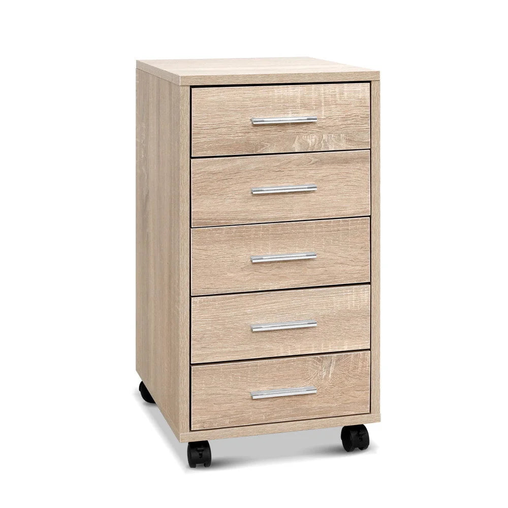 Filing Cabinet 5 Drawer Storage Drawers Wood Study Office