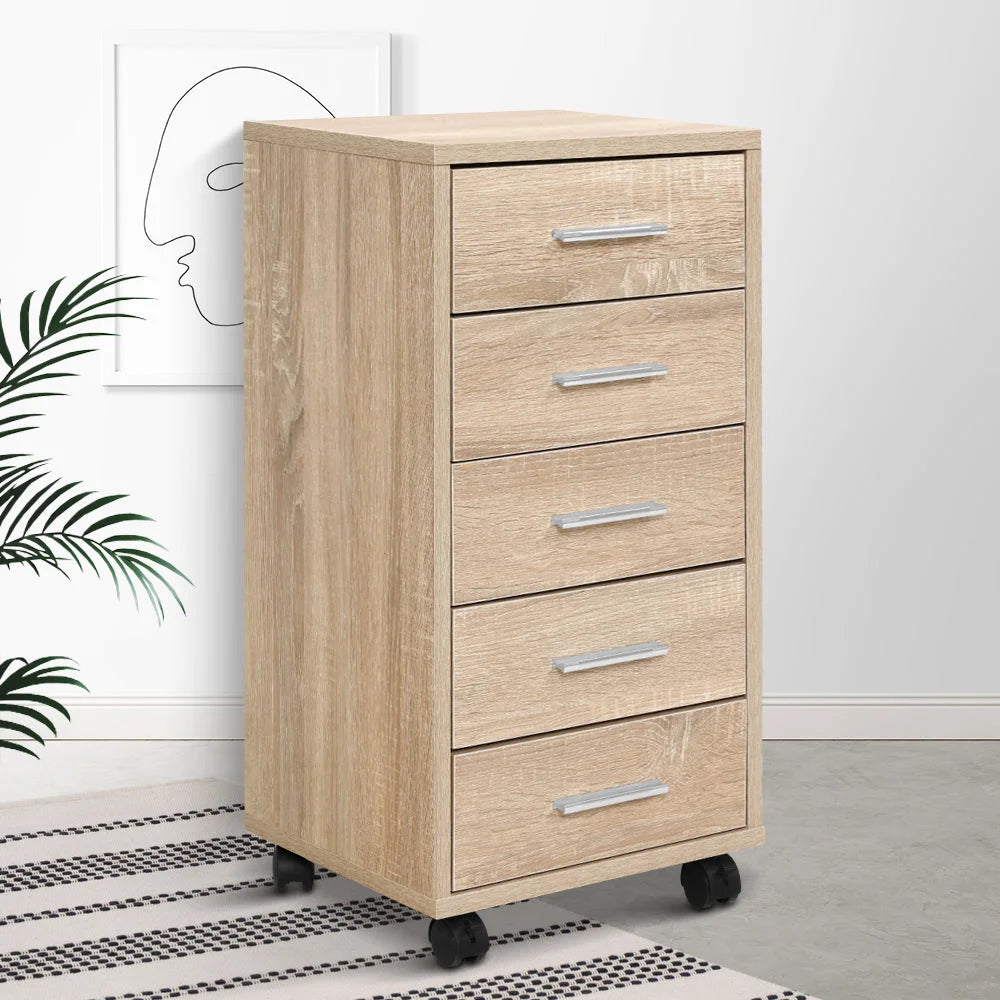 Filing Cabinet 5 Drawer Storage Drawers Wood Study Office