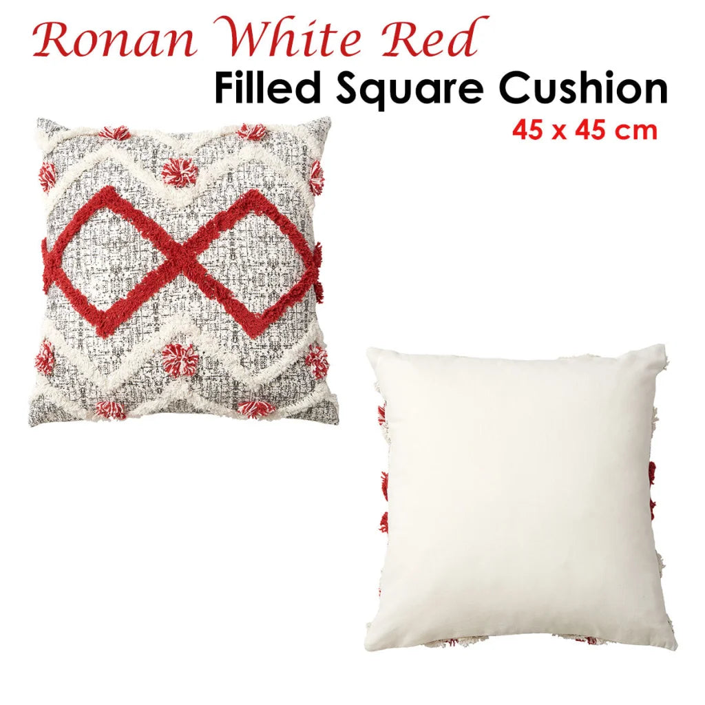 Filled Square Cushion Accessorize Ronan White Red - Home &