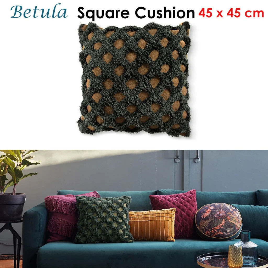 Filled Square Cushion Bedding House Betula - Green - Home &