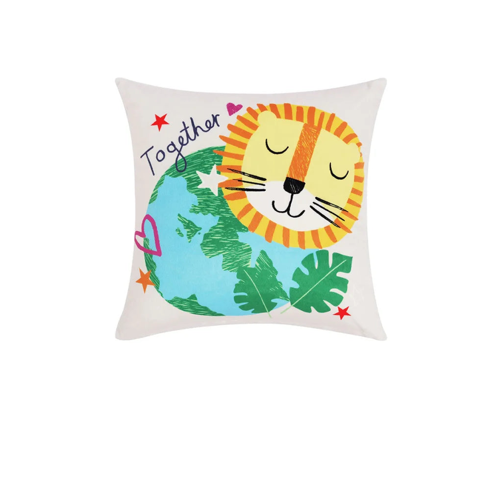 Filled Square Cushion Happy Kids Our Planet - Home & Garden