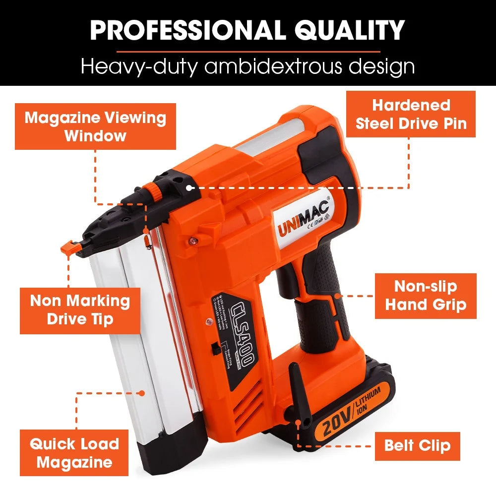 Finish Nailer UNIMAC 20V Lithium 16ga Brad Cordless Nail Gun