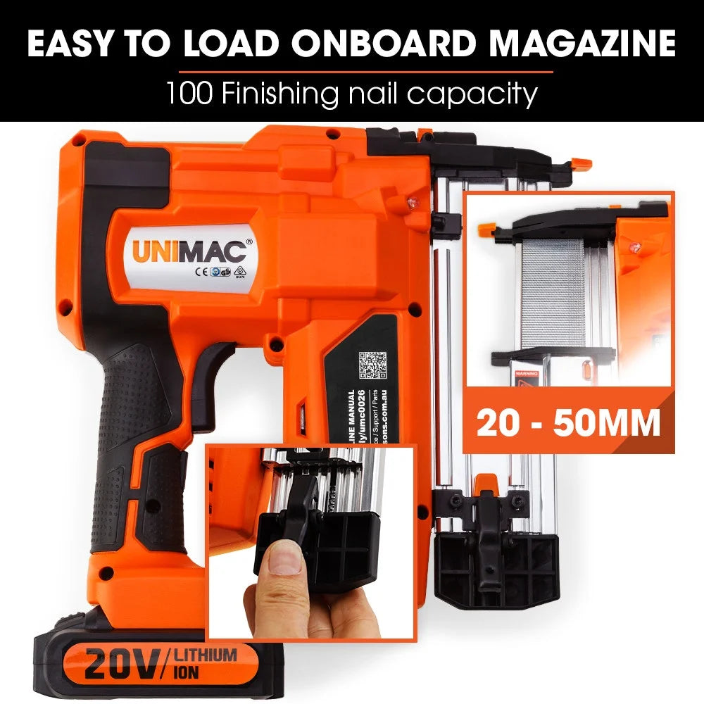 Finish Nailer UNIMAC 20V Lithium 16ga Brad Cordless Nail Gun