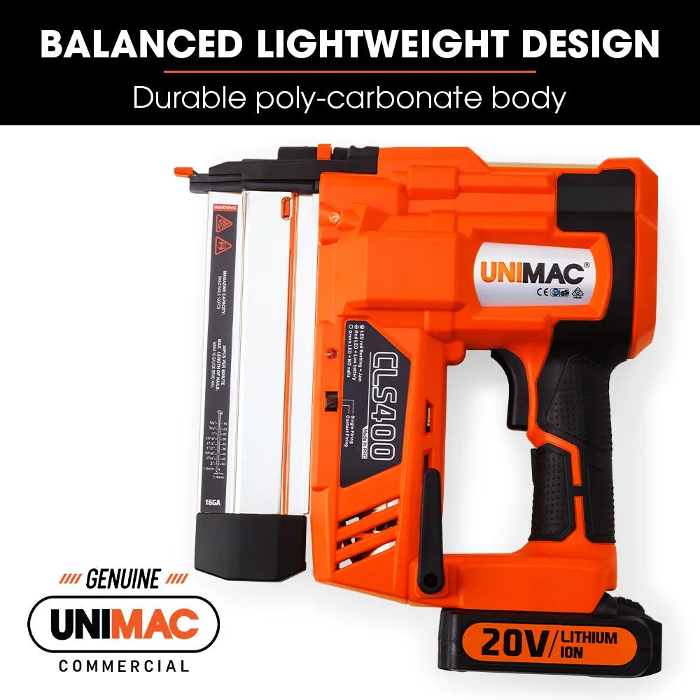 Finish Nailer UNIMAC 20V Lithium 16ga Brad Cordless Nail Gun