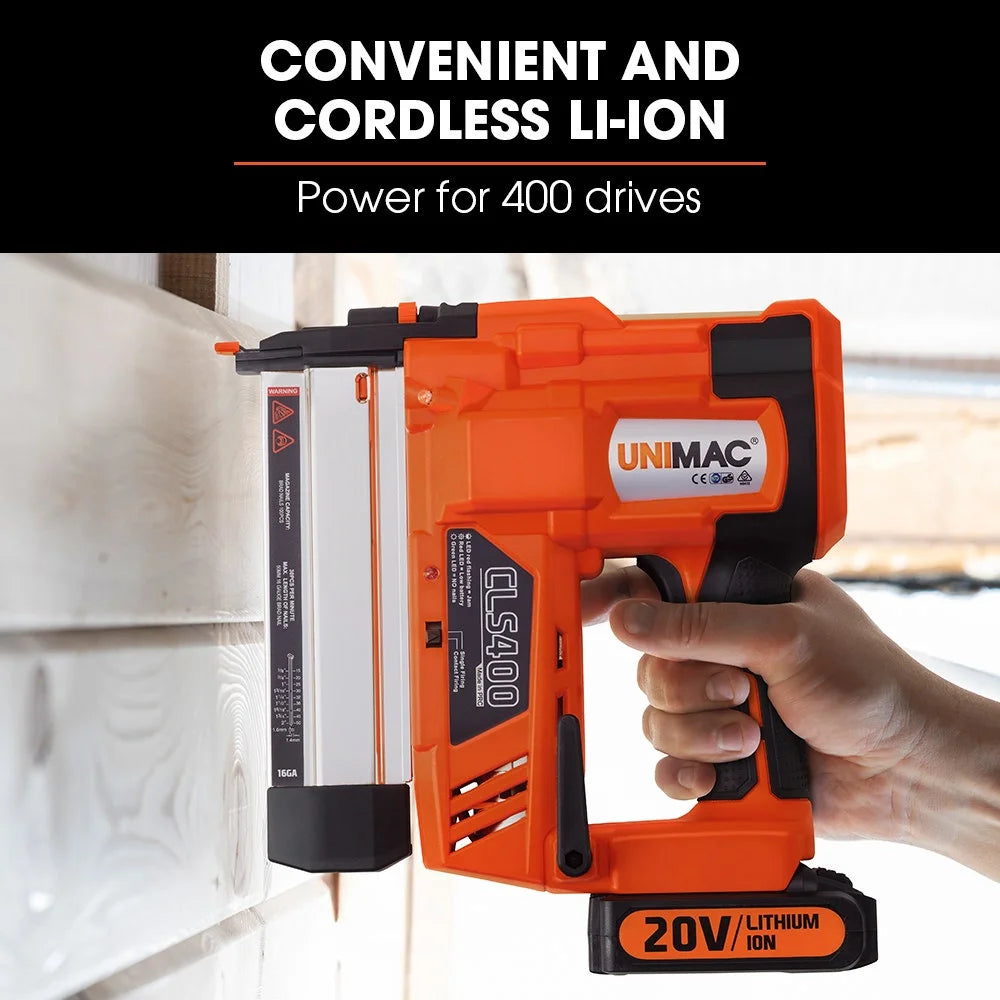 Finish Nailer UNIMAC 20V Lithium 16ga Brad Cordless Nail Gun