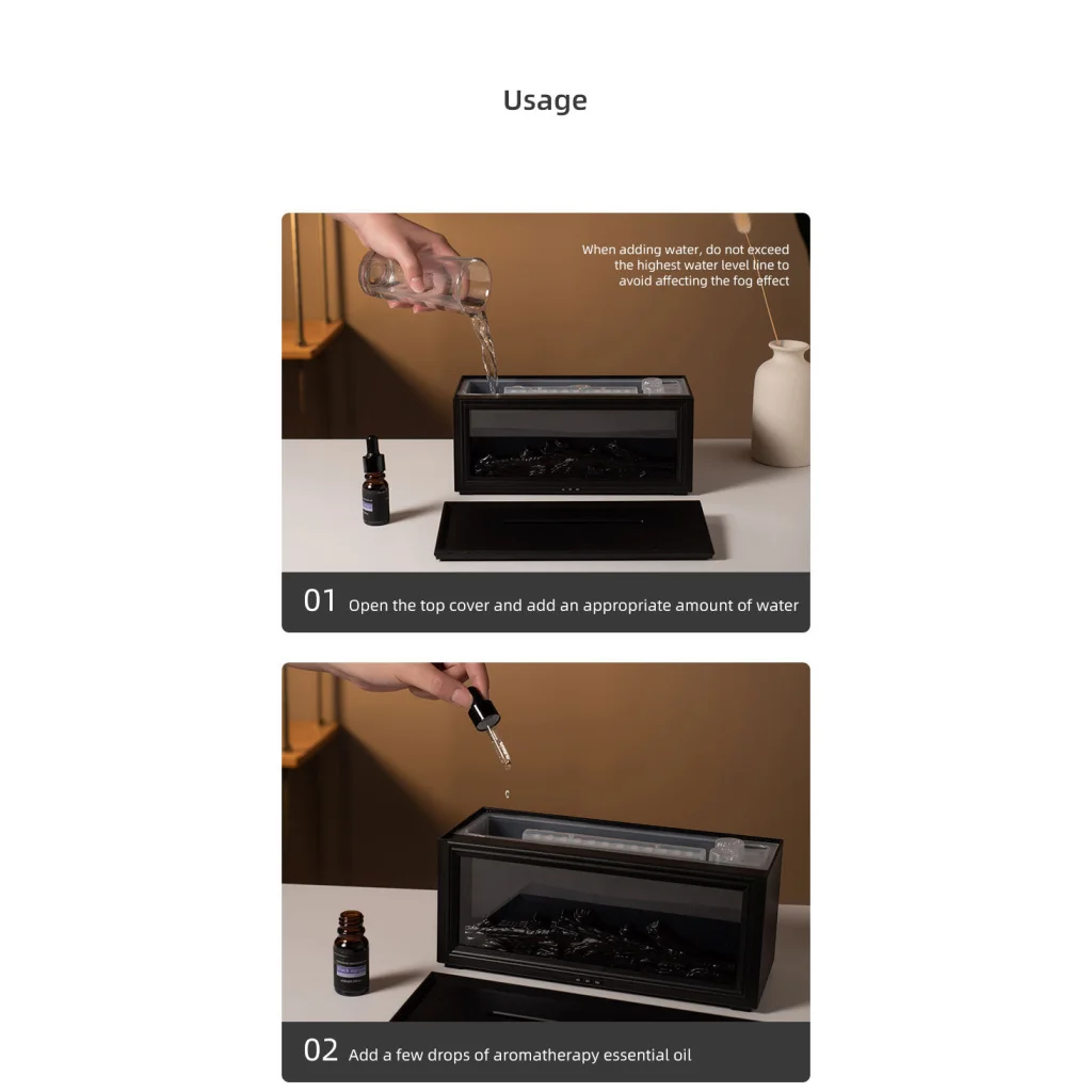 Fireplace Flame Effect Aroma Diffuser & Humidifier