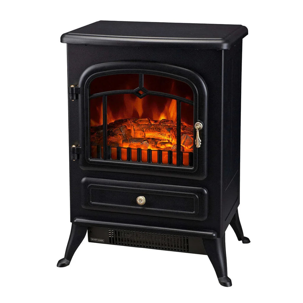 Fireplace Heater with Real Flame Effect & 2 Heat Settings