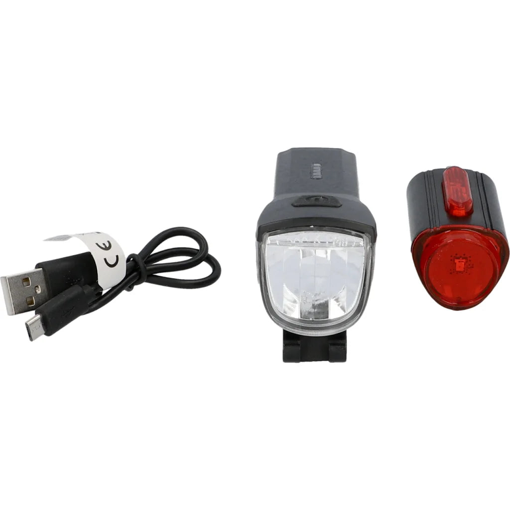 Fischer LED Bike Light Set 30Lux USB with Rear Floor Light