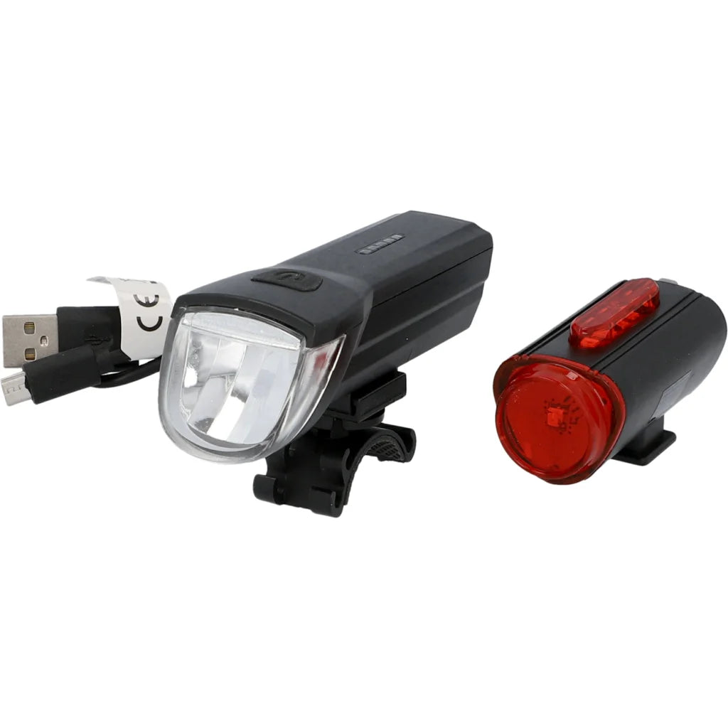 Fischer LED Bike Light Set 30Lux USB with Rear Floor Light
