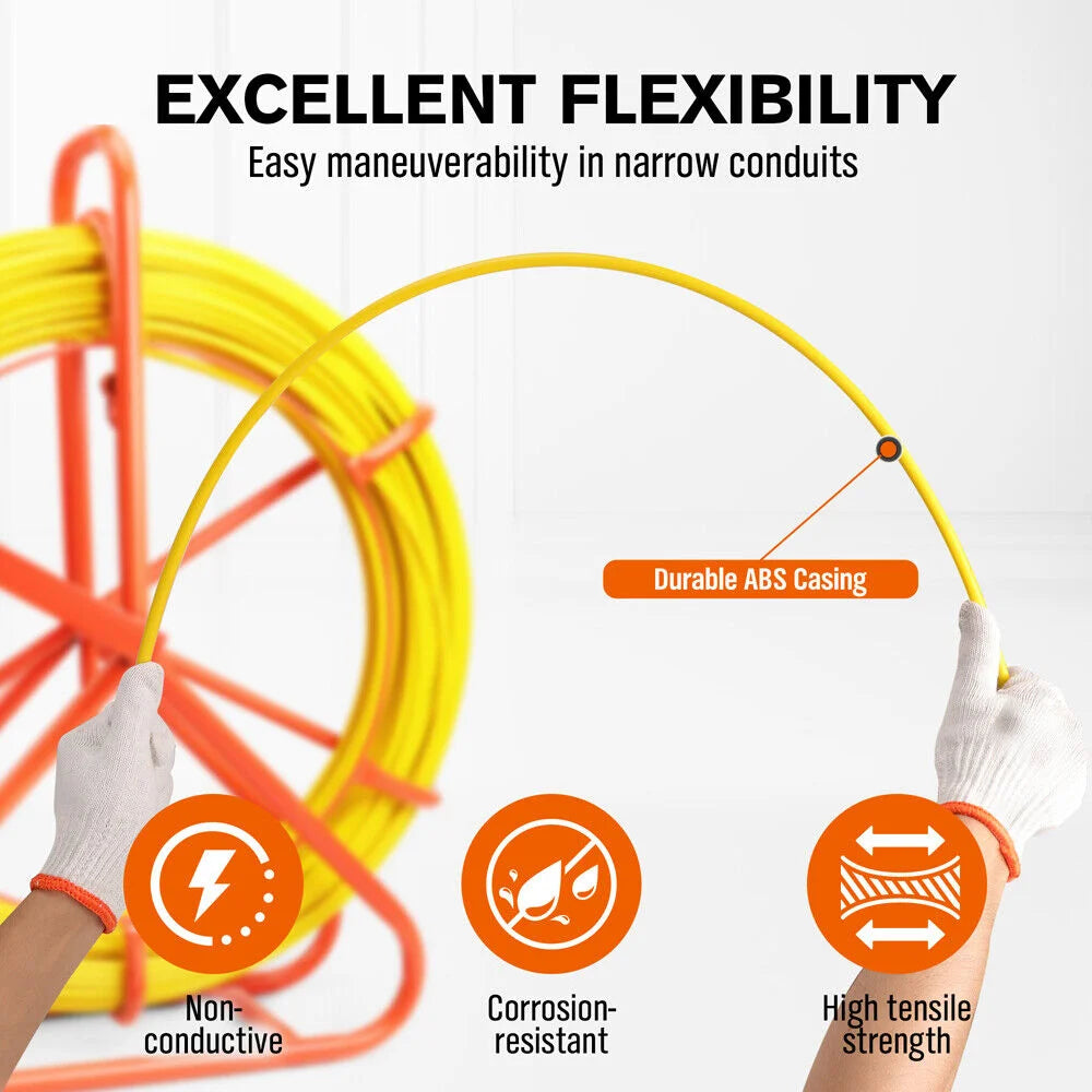 Fish Tape Puller 150M x 8MM Fiberglass Wire Cable Running