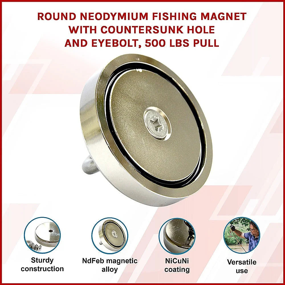 Fishing Magnet Round Neodymium with Countersunk Hole &