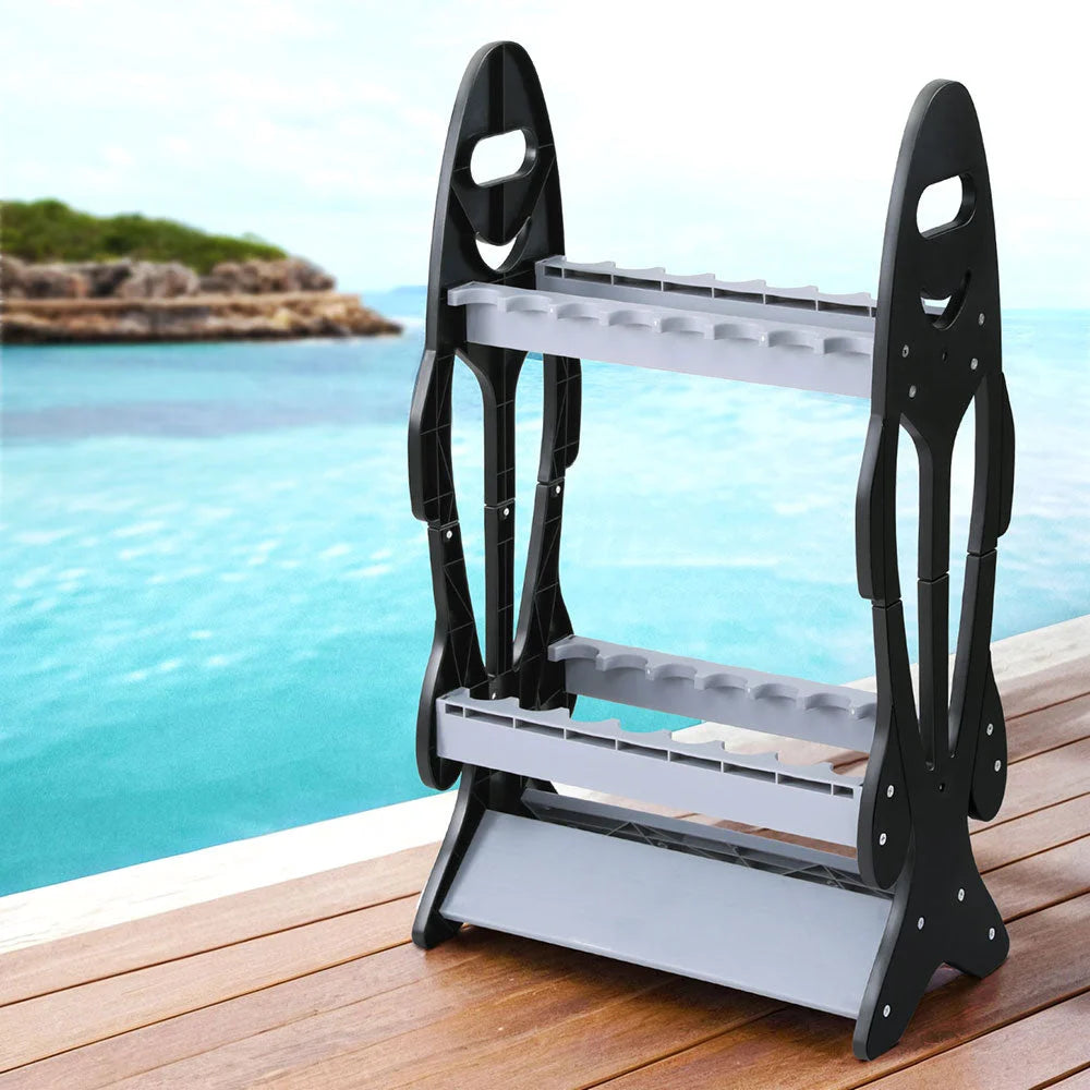 Fishing Rod Holder 16 Storage Rack Fishing Pole Stand