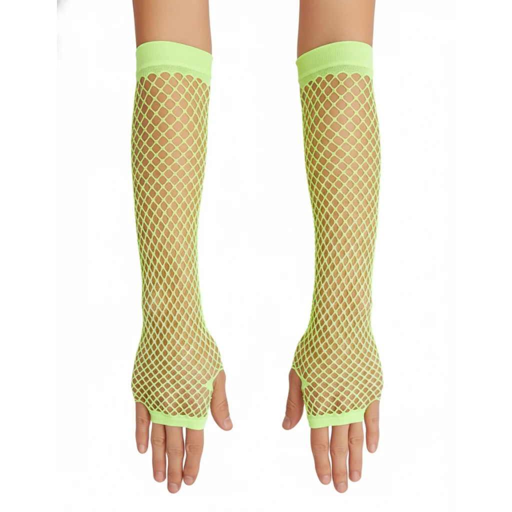 FISHNET GLOVES Fingerless Elbow Length 70s 80s Womens