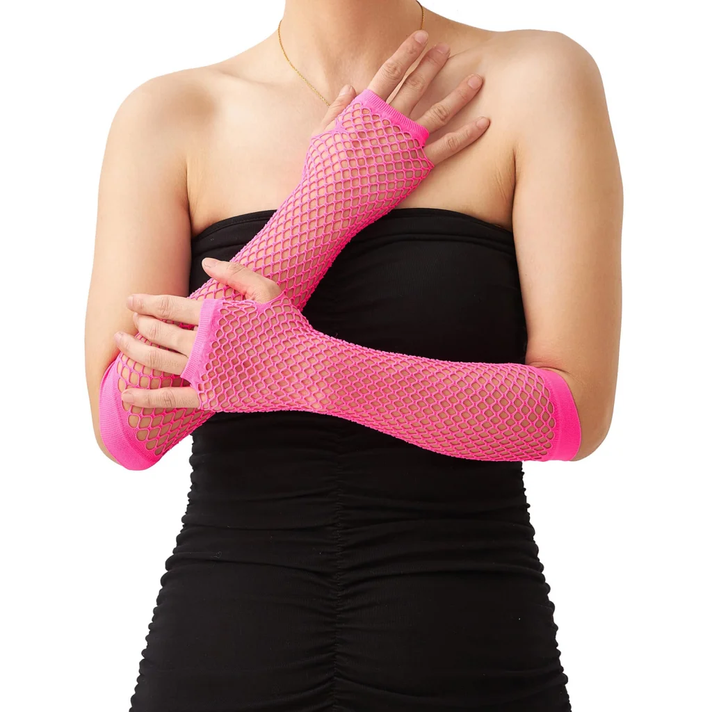 FISHNET GLOVES Fingerless Elbow Length 70s 80s Womens