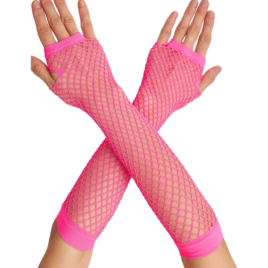 FISHNET GLOVES Fingerless Elbow Length 70s 80s Womens
