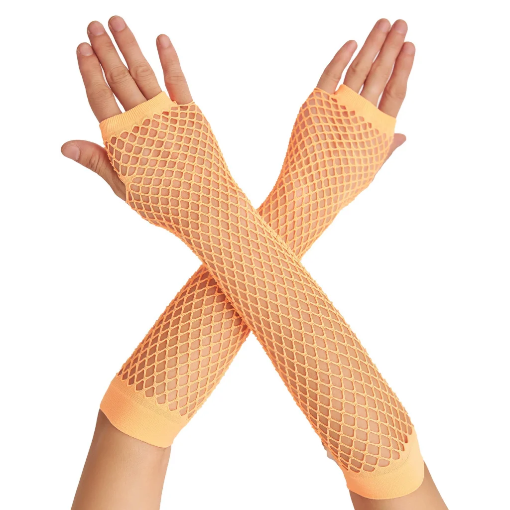 FISHNET GLOVES Fingerless Elbow Length 70s 80s Womens