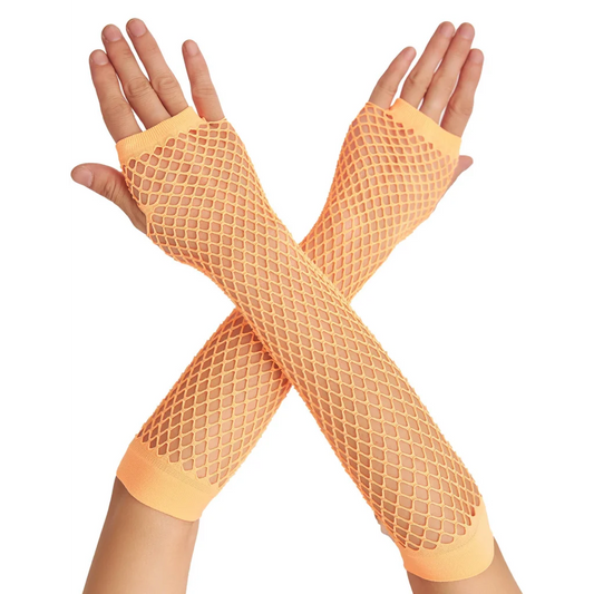 FISHNET GLOVES Fingerless Elbow Length 70s 80s Womens