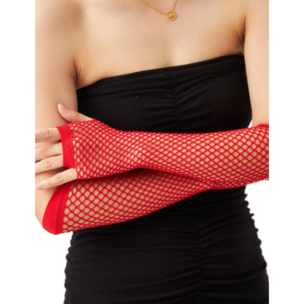 FISHNET GLOVES Fingerless Elbow Length 70s 80s Womens