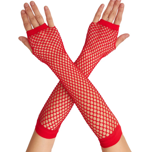 FISHNET GLOVES Fingerless Elbow Length 70s 80s Womens