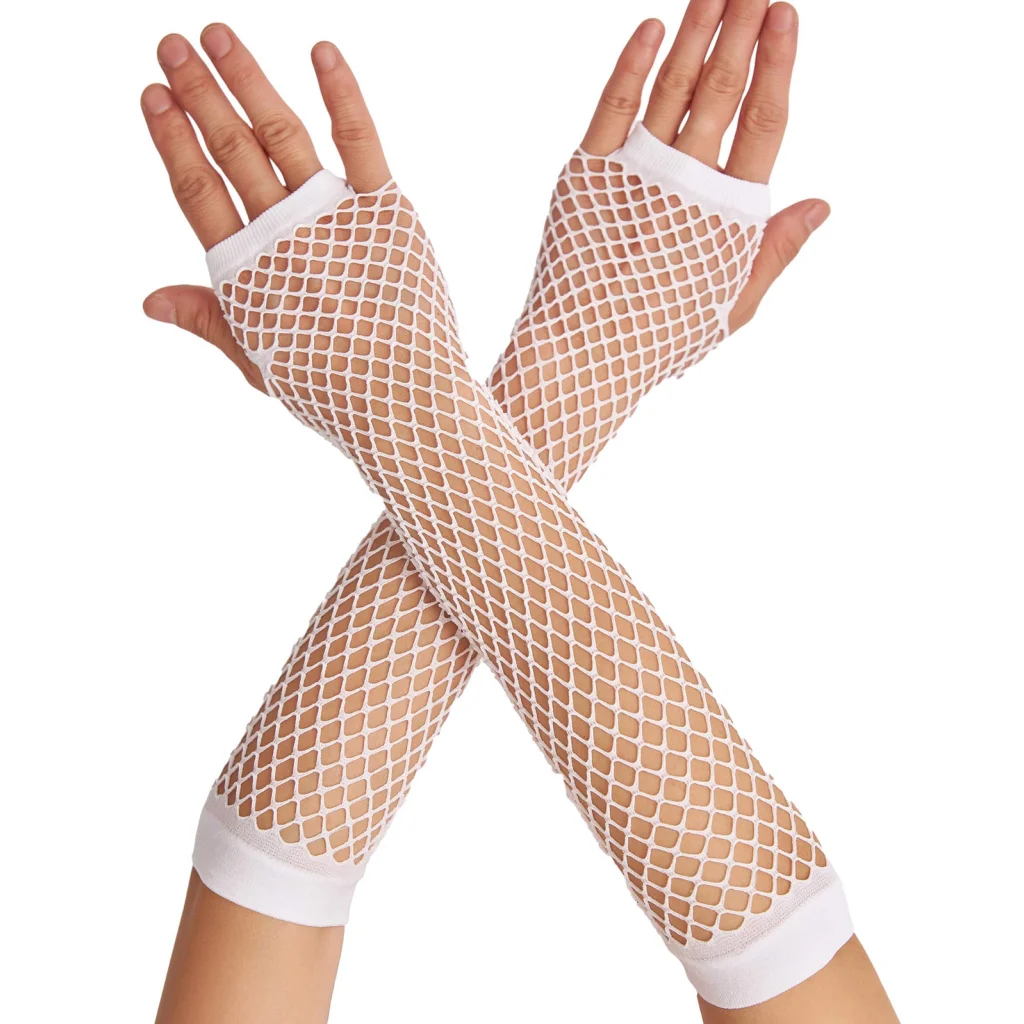 FISHNET GLOVES Fingerless Elbow Length 70s 80s Womens