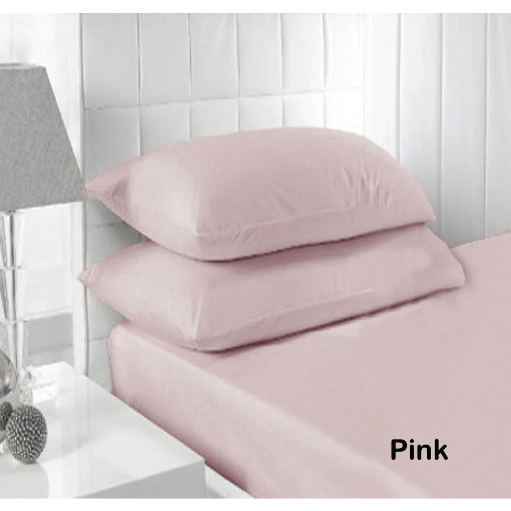 Fitted Sheet Set Accessorize 250TC Pink - King - Home &